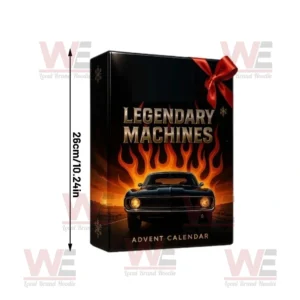 Black Legendary Machines Advent Calendar box with fiery car design!