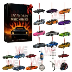 Legendary Machines 2025 Advent Calendar with colorful miniature car ornaments!