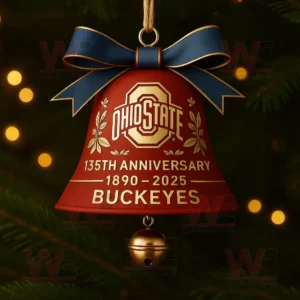 Ohio State Buckeyes 135th Anniversary Christmas Bell Ornament