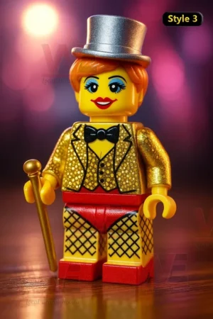LEGO figure in gold outfit with top hat and cane.
