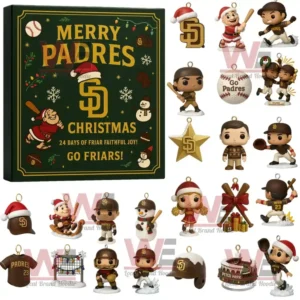 San Diego Padres Advent Calendar 2025 with multiple small baseball themed collectible figures and ornaments!