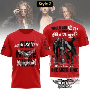 A red band themed shirt with detailed front and back prints showing text and a group picture!