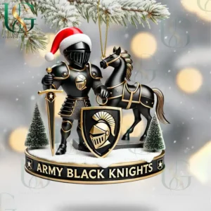 Army Black Knights Christmas Tree Topper With Ornament 15 Army Black Knights knight and horse ornament with holiday details and snowy base!