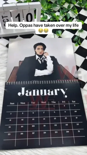 ATEEZ calendar March page featuring the group in a lively ice hockey themed photo!