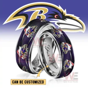 Baltimore Ravens x Christmas Silver Tungsten Rings