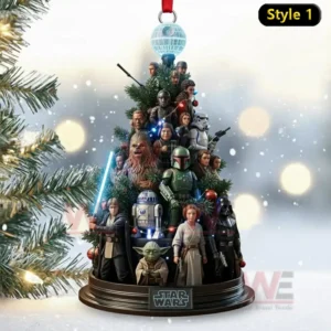 A miniature Star Wars character filled tree ornament labeled as Style one!