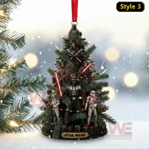 A Star Wars dark side themed tree ornament with multiple character figures labeled Style three!