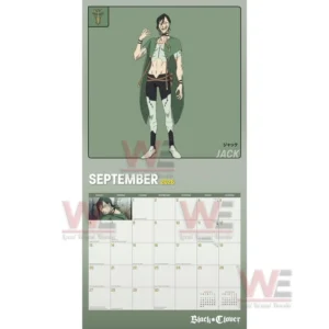 Animated character on a green background above a September calendar grid!