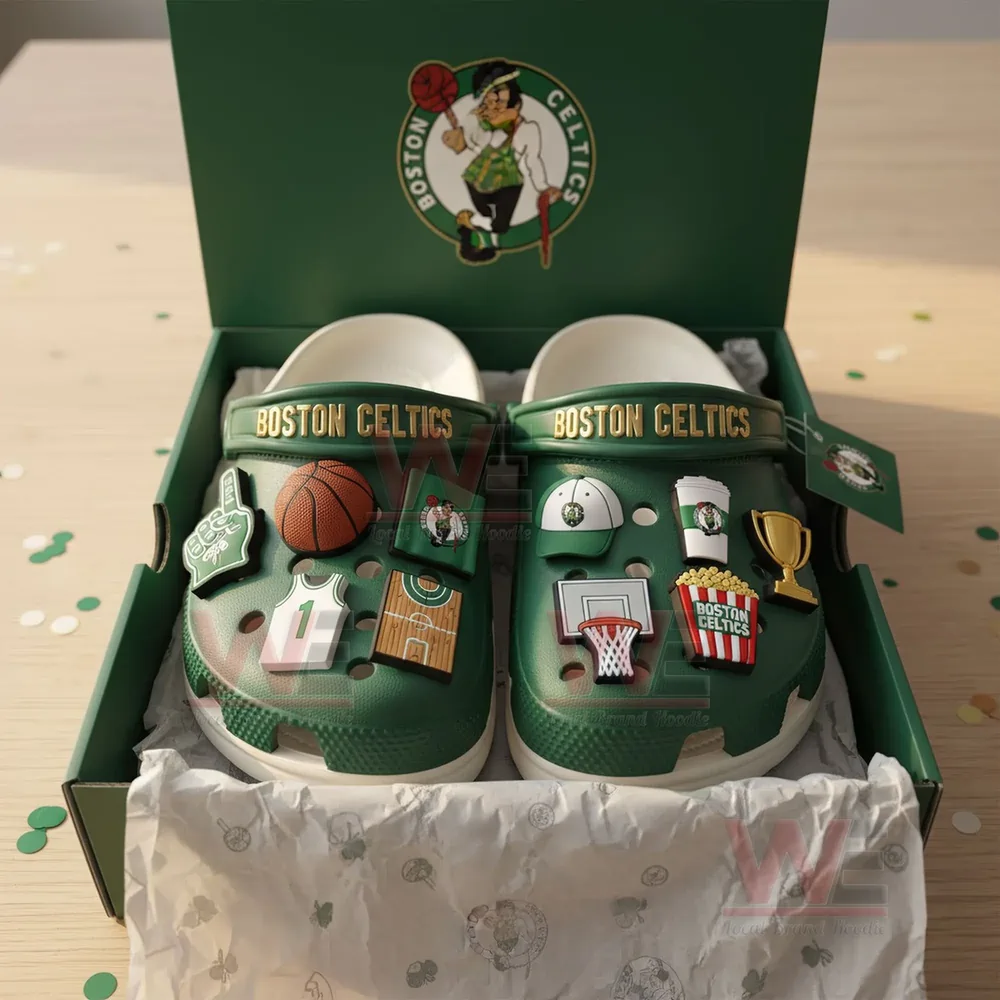 Boston Celtics Crocs Crocband Clogs With Charms 5 Boston Celtics Crocs Crocband Clogs With Charms - Image 5