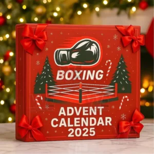 Red Boxing Advent Calendar 2025 box with festive Christmas theme and boxing glove logo!
