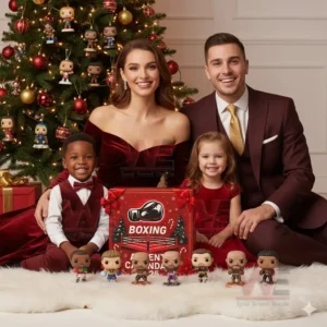 Boxing Advent Calendar 2025 7 Family celebrating Christmas with Boxing Advent Calendar 2025 and boxer figurines!