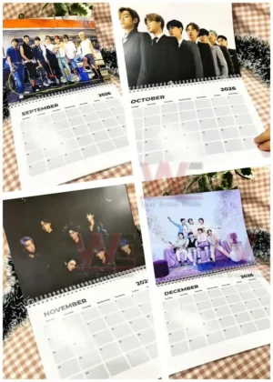 BTS 2026 calendar pages for September October November and December each showcasing the members in diverse concepts from casual to elegant!