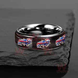 Buffalo Bills x Christmas Silver Tungsten Rings 9 buffalo bills x christmas silver tungsten rings img 4 m351z