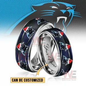 Carolina Panthers x Christmas Silver Tungsten Rings