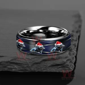 Carolina Panthers x Christmas Silver Tungsten Rings 9 carolina panthers x christmas silver tungsten rings img 4 pp11S