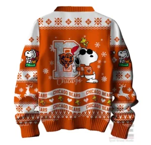 Chicago Bears Premium NFL Peanuts Snoopy Ugly Sweater 5 Back view of the Chicago Bears Snoopy Christmas sweater with the Bears logo and Snoopy in a jersey.