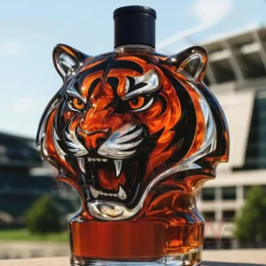 Cincinnati Bengals tiger head bottle outdoors with stadium in background!