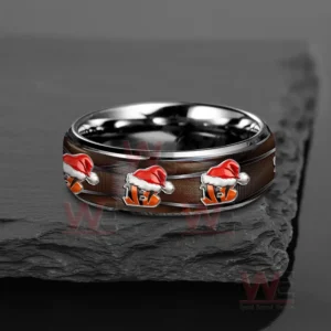 cincinnati bengals x christmas silver tungsten rings img 4 FdH4x