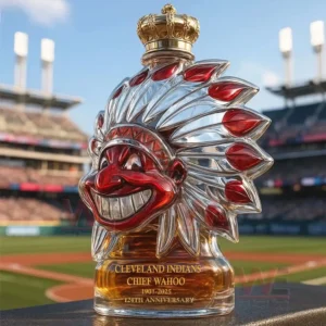cleveland indians chief wahoo 124th anniversary whiskey bottle img 4 CFlUp