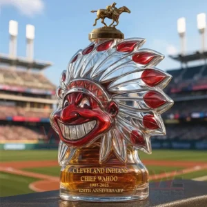 cleveland indians chief wahoo 124th anniversary whiskey bottle img 6 DNXZs
