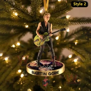 Depeche Mode Band Christmas Ornament 5 Depeche Mode ornament with two musicians in action poses, one with a microphone and the other playing guitar, labeled Style one!