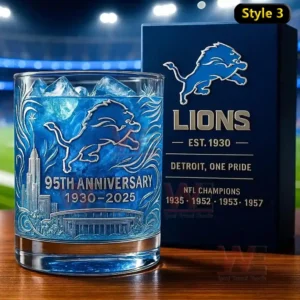 Detroit Lions 95th Anniversary Whiskey Glass 5 detroit lions 95th anniversary whiskey glass