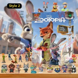 Disney Zootopia Advent Calendar 7 A close up of a Zootopia advent calendar featuring Judy Hopps and Nick Wilde with the city skyline behind them on a sunny day!
