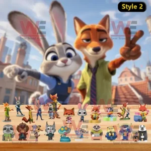 Disney Zootopia Advent Calendar 9 A rectangular Zootopia advent calendar with a group image of Judy Hopps, Nick Wilde, and other characters from the movie against a clear blue background!