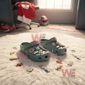 Disney Zootopia Premium Crocs Clogs With Charms 7 Alt text: Zootopia-themed crocs with various charms inside a box, featuring characters like Judy Hopps and Nick Wilde.