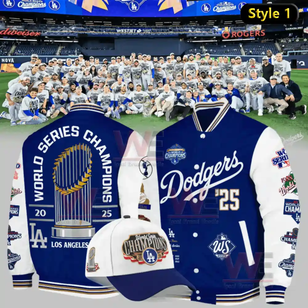 LA Dodgers World Series Champions x9 Bomber Jacket and Cap