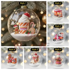 A collage of glass ornaments filled with miniature festive objects and bright seasonal decorations displayed against a warm holiday background!