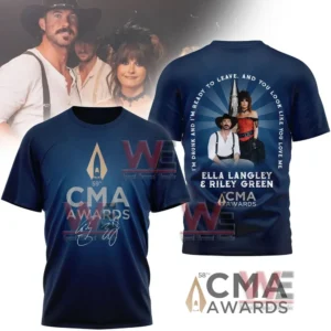 Navy shirt with Ella Langley and Riley Green, and 