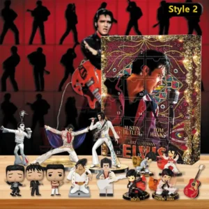 Elvis Presley advent calendar style two with red stage background and mini collectible performance figures!