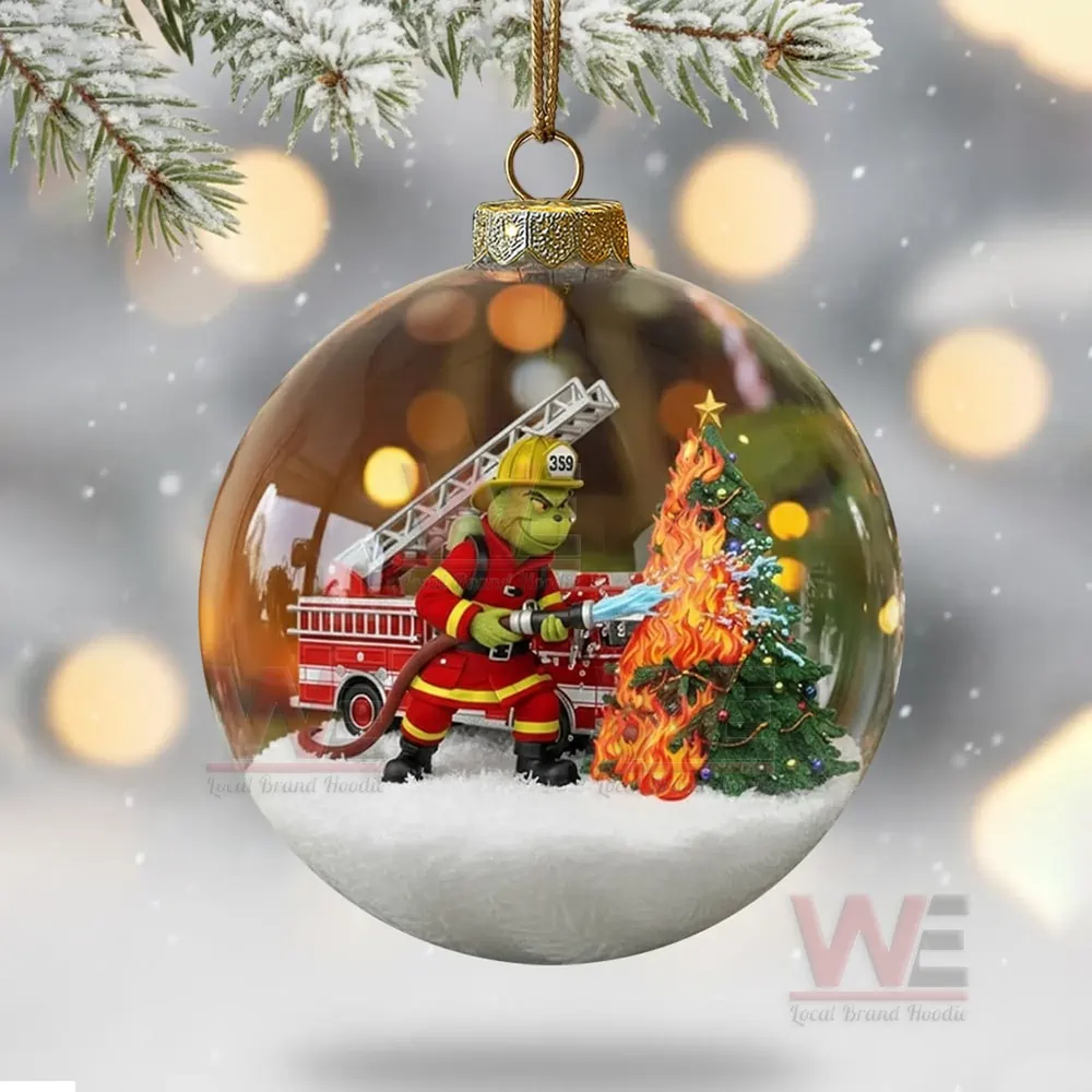 Firefighter Grinch Christmas Ornament 5 Firefighter Grinch Christmas Ornament - Image 5