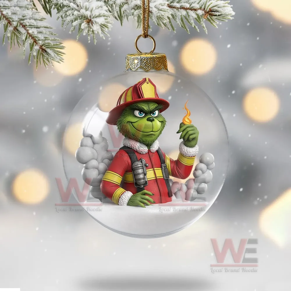 Firefighter Grinch Christmas Ornament 8 Firefighter Grinch Christmas Ornament - Image 8