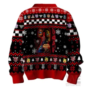Five Nights at Freddy's Limited Edition Ugly Sweater 4 Back of holiday sweater with central horror graphic and festive patterned details.