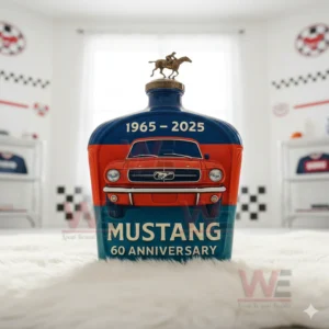 Mustang sixtieth anniversary bottle with classic car artwork in a racing themed room!