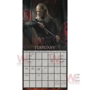Character holding a sword above a February calendar grid!