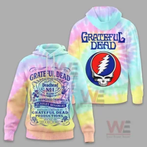 Greatful Dead Deadhead No. 1 Hoodie 11 Pastel pullover hoodie with decorative front print and iconic skull emblem on the back!