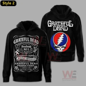 Greatful Dead Deadhead No. 1 Hoodie 12 Black zip hoodie with detailed front print and bright skull emblem on the back!