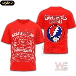 Greatful Dead Deadhead No. 1 T-Shirt 7 Red graphic tshirt with detailed front artwork and colorful skull emblem on the back!