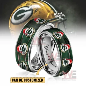 Green Bay Packers x Christmas Silver Tungsten Rings