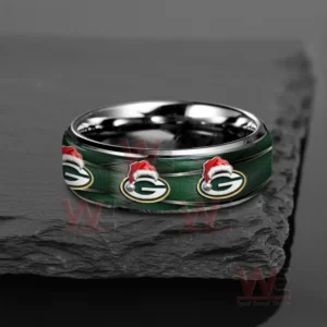 green bay packers x christmas silver tungsten rings img 4 jUbb0