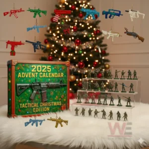 Tactical themed advent calendar with toy soldiers and colorful toy guns!