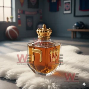 Hanukkah Dreidel Whiskey Bottle 6 Dreidel shaped bottle with gold crown and Hebrew letters in sports decorated space!