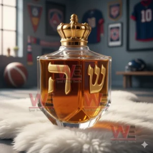 Hanukkah Dreidel Whiskey Bottle 7 Hanukkah dreidel bottle on white rug with sports items in background!