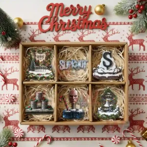 HOT Slipknot Band Christmas Ornament 9 A box of six Slipknot themed Christmas ornaments surrounded by candy canes baubles and pine decorations on a holiday background!