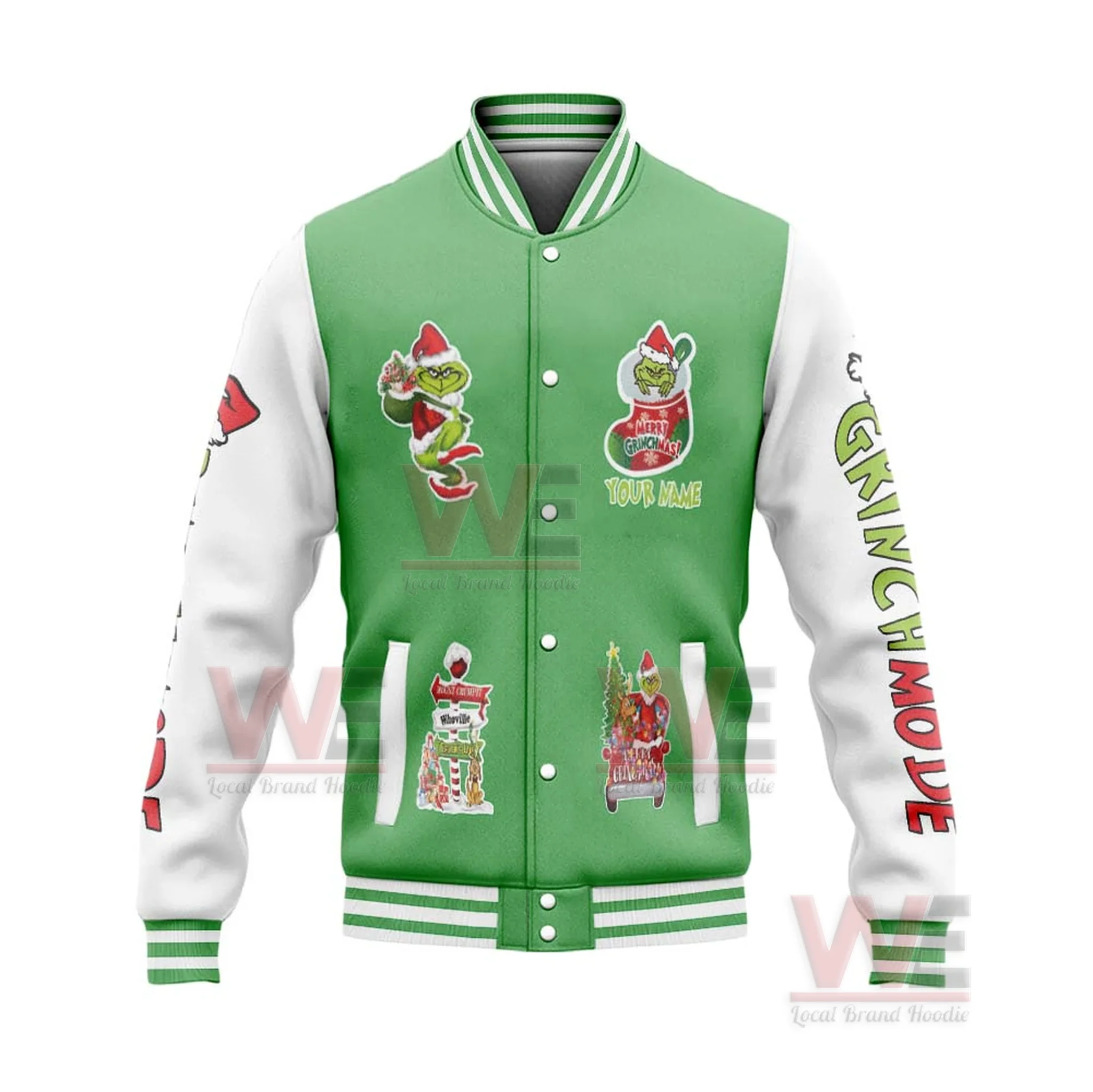 How The Grinch Stolen Christmas Baseball Jacket 7 How The Grinch Stolen Christmas Baseball Jacket - Image 7