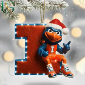 illinois fighting illini christmas tree topper with ornament img 6