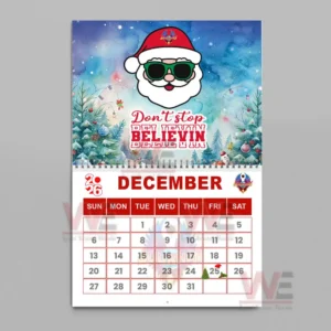 2026 December page from Journey calendar with Santa and holiday decorations.